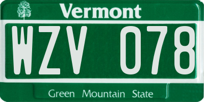 VT license plate WZV078