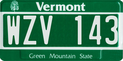 VT license plate WZV143