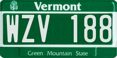 VT license plate WZV188