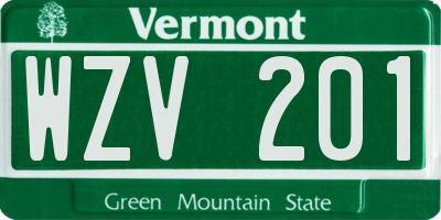 VT license plate WZV201