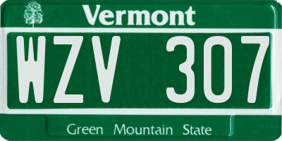 VT license plate WZV307