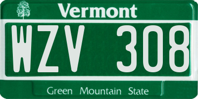 VT license plate WZV308