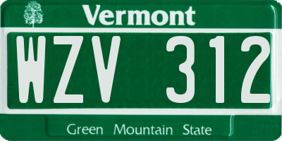 VT license plate WZV312