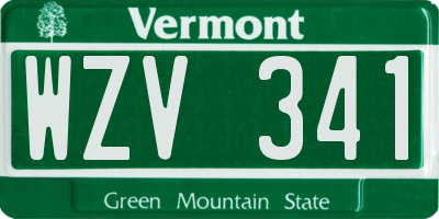VT license plate WZV341