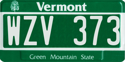 VT license plate WZV373