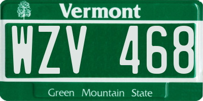 VT license plate WZV468