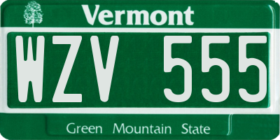 VT license plate WZV555