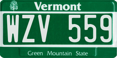VT license plate WZV559