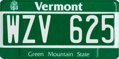 VT license plate WZV625