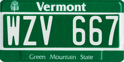 VT license plate WZV667