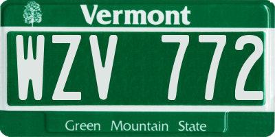 VT license plate WZV772