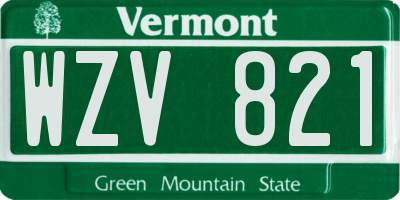 VT license plate WZV821