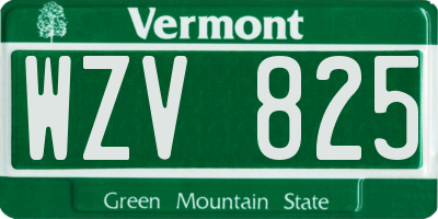 VT license plate WZV825