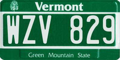 VT license plate WZV829