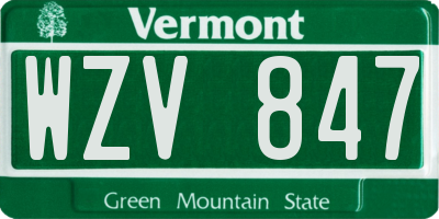VT license plate WZV847