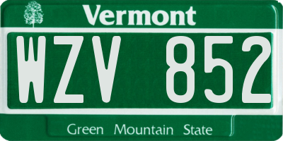 VT license plate WZV852