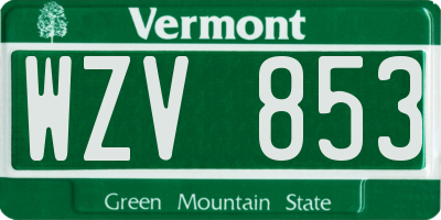 VT license plate WZV853