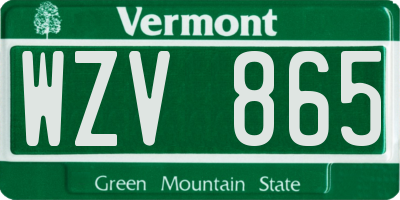 VT license plate WZV865