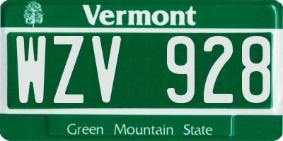 VT license plate WZV928