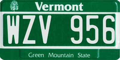VT license plate WZV956