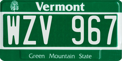 VT license plate WZV967