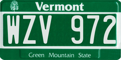 VT license plate WZV972