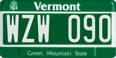 VT license plate WZW090