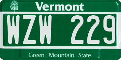 VT license plate WZW229