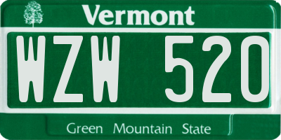 VT license plate WZW520