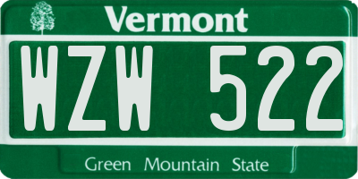 VT license plate WZW522
