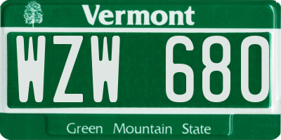 VT license plate WZW680