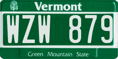 VT license plate WZW879