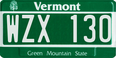 VT license plate WZX130