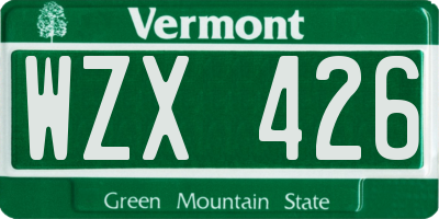 VT license plate WZX426