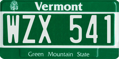 VT license plate WZX541
