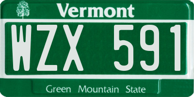 VT license plate WZX591
