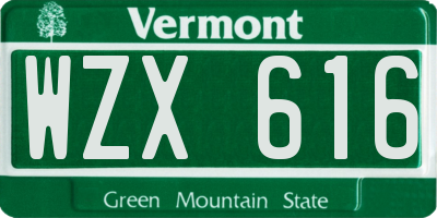 VT license plate WZX616