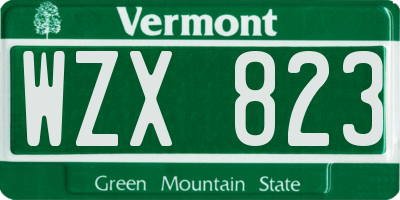 VT license plate WZX823