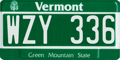 VT license plate WZY336