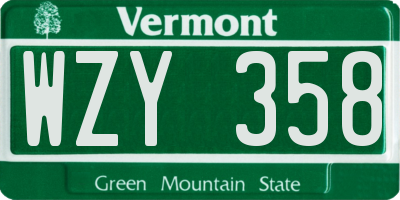 VT license plate WZY358