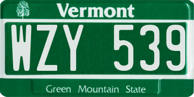 VT license plate WZY539