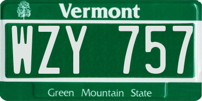 VT license plate WZY757