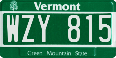 VT license plate WZY815