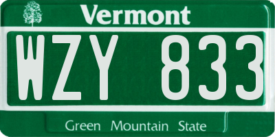 VT license plate WZY833