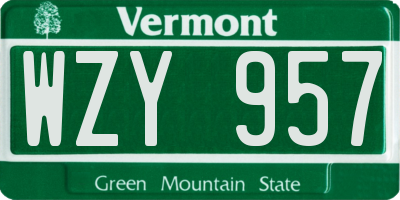 VT license plate WZY957