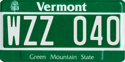 VT license plate WZZ040