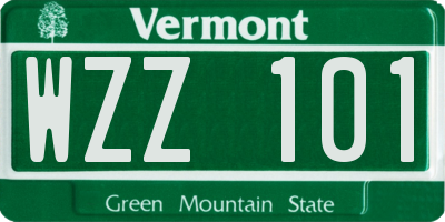 VT license plate WZZ101