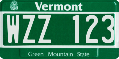 VT license plate WZZ123