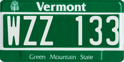VT license plate WZZ133