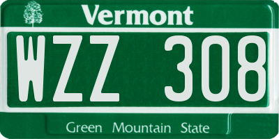 VT license plate WZZ308